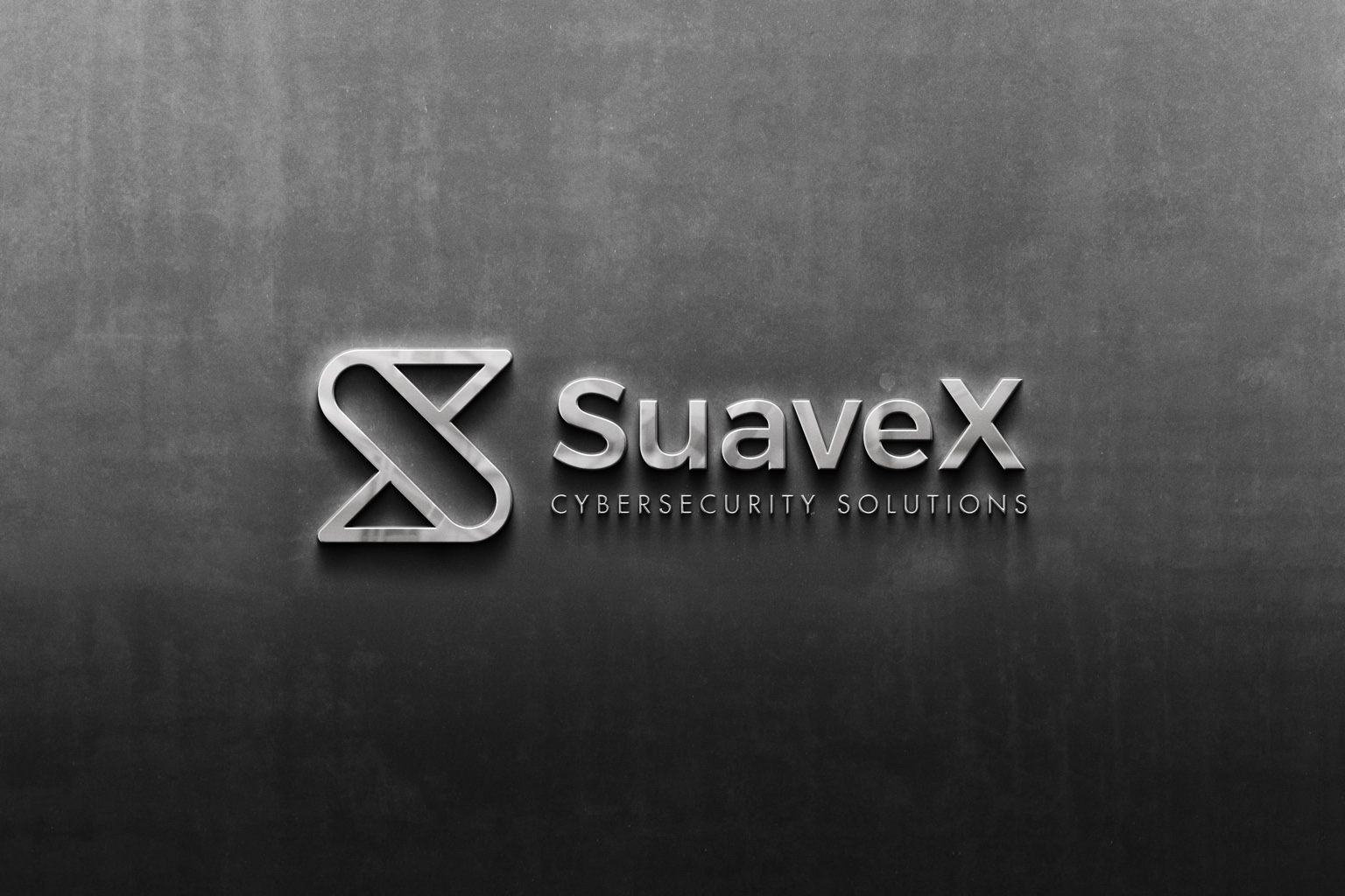 SuaveX Cybersecurity Solutions metallic silver business logo